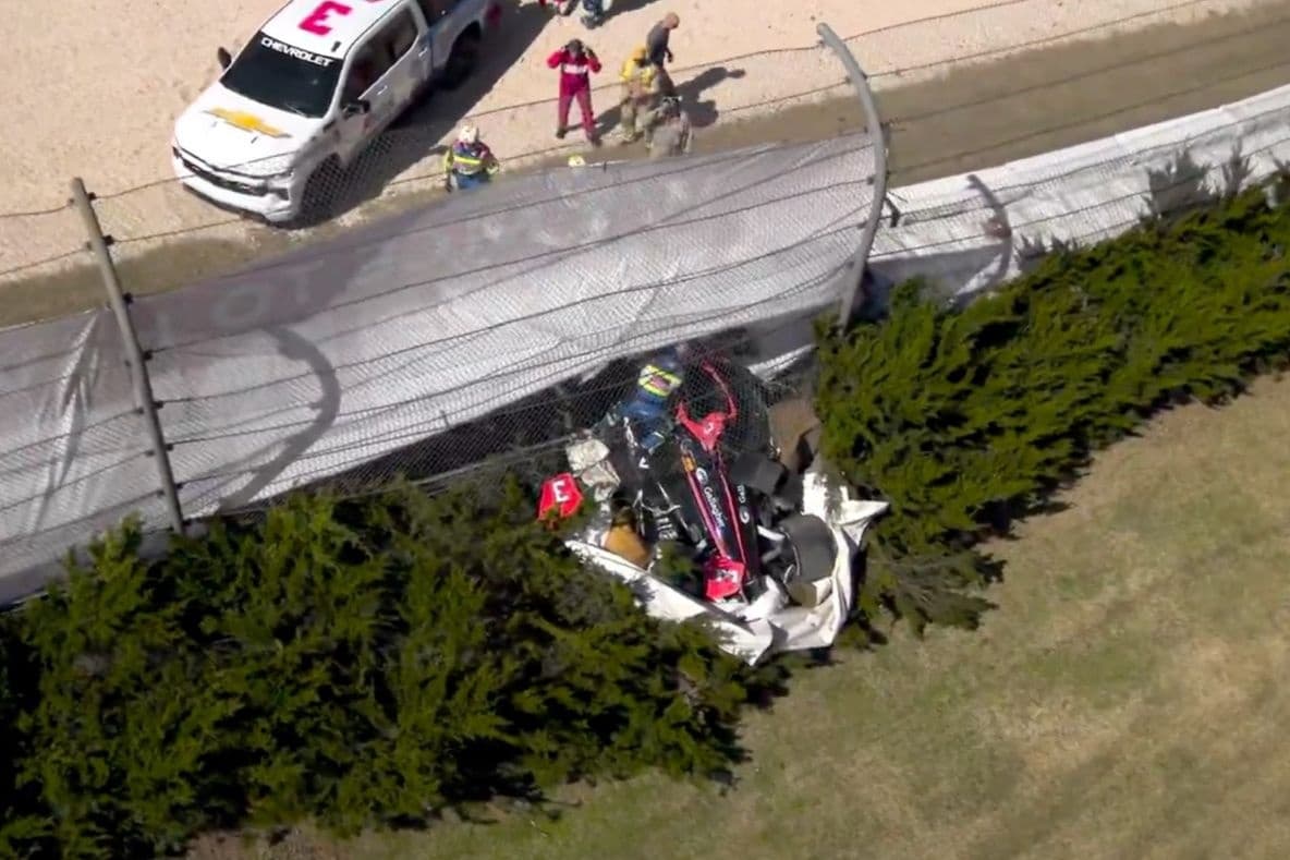 Scott McLaughlin crashes through fence in IndyCar practice but walks away