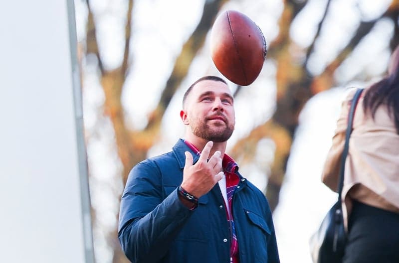 Travis Kelce Spotted Throwing Football Around Central Park for Tommy Hilfiger Photo Shoot