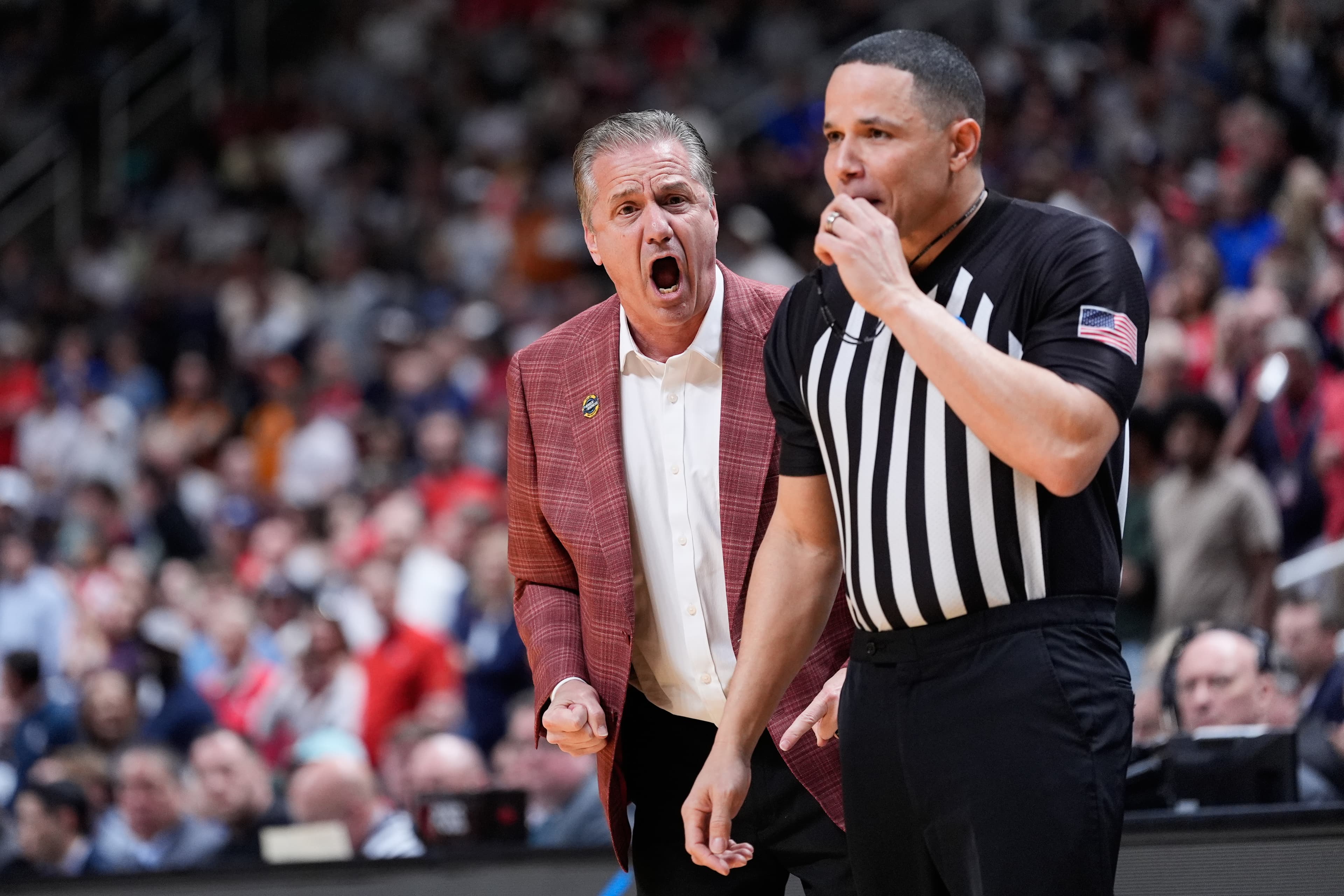 Arkansas falls apart late in Sweet 16 loss to Arizona with ejection, bad fouls and a John Calipari technical