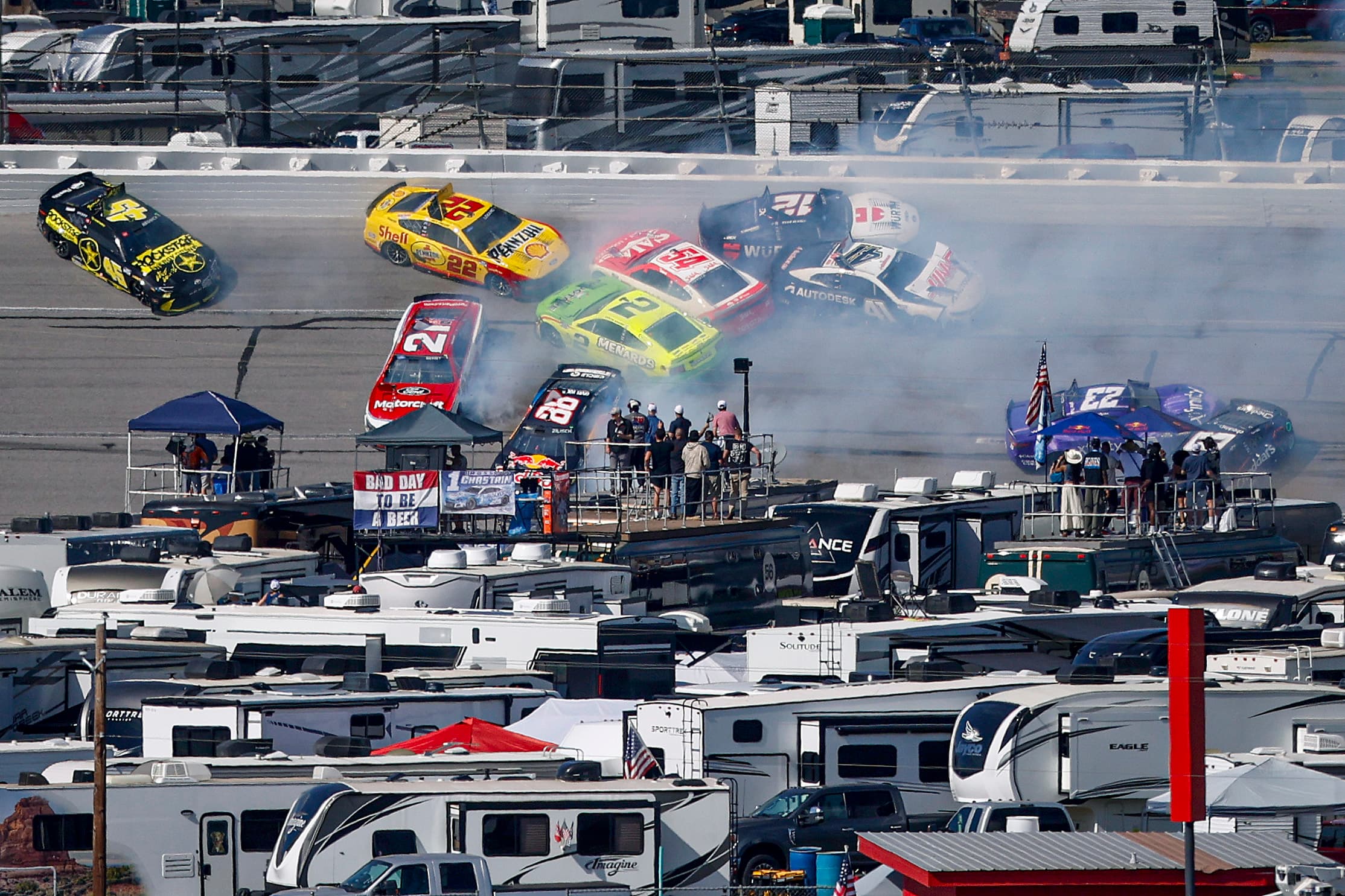 Hocevar claims first Cup victory at Talladega; massive wreck collects more than 20 cars
