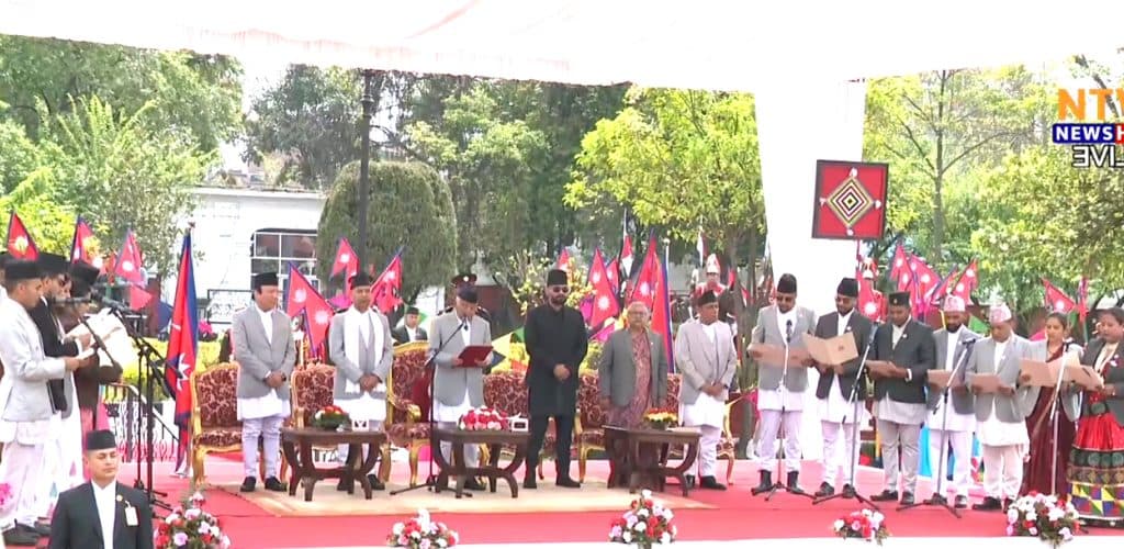 Newly appointed ministers take oath at Shital Niwas