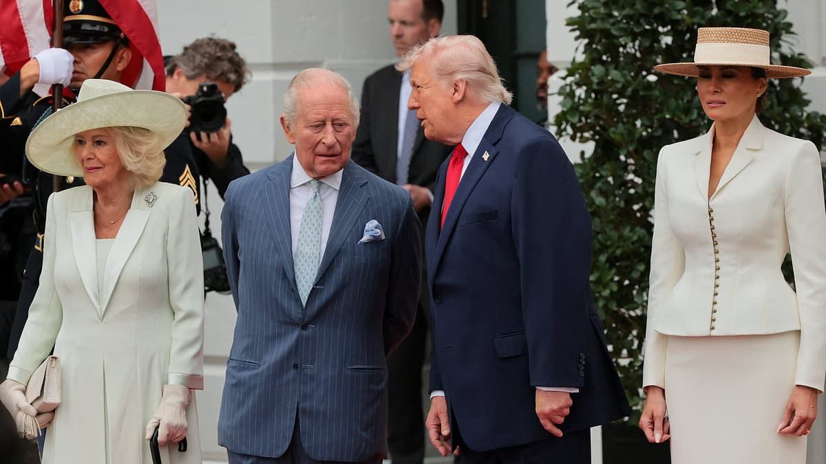 King Charles' 'hot equerry' joins US royal state visit: Handsome kilt-clad army officer is spotted at White House ceremonial welcome