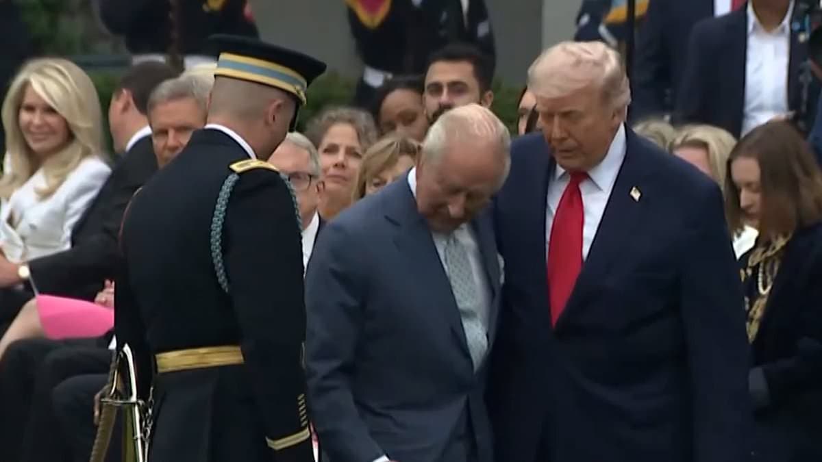 King Charles smoothly plays off awkward moment after bumping into President Trump during formal arrival ceremony at the White House