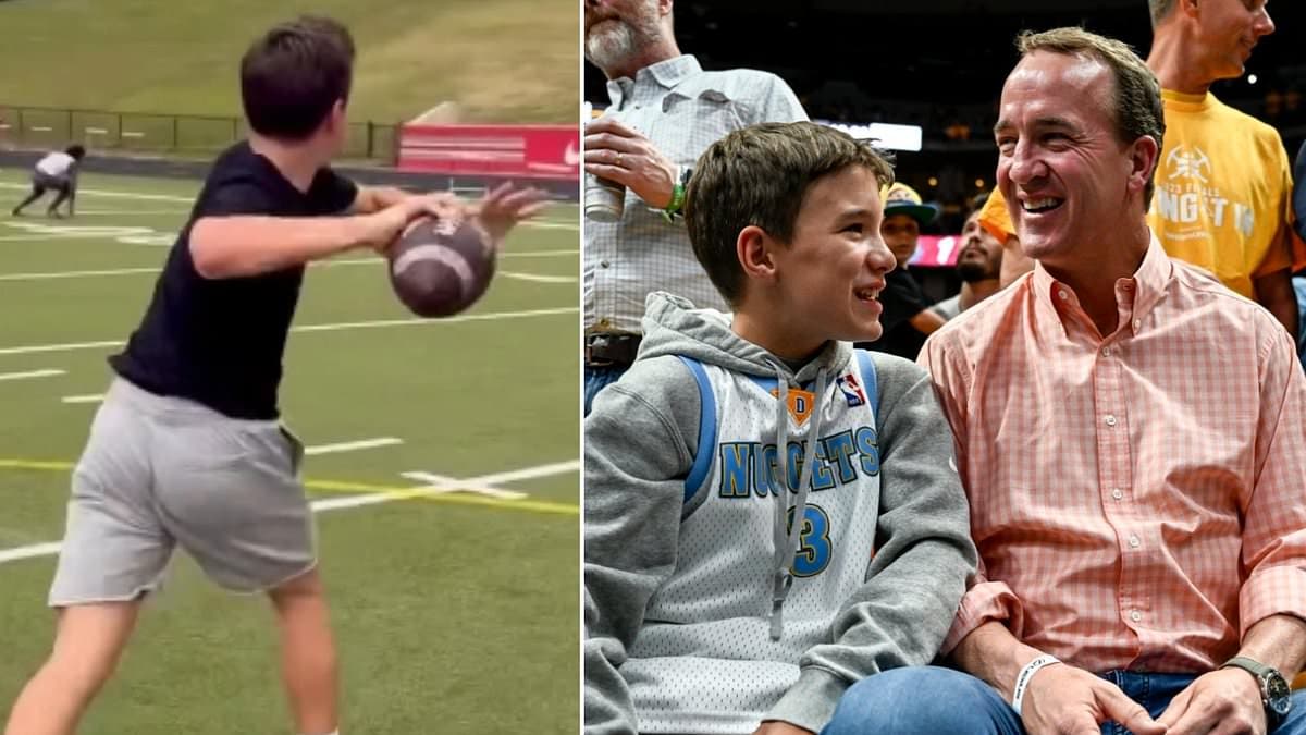 Peyton Manning's son Marshall wows in new training video as 15-year-old emerges as family's next star quarterback