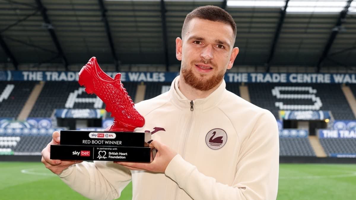 EFL stars awarded first ever RED boot: Why Swansea City and Leyton Orient stars are sharing new prize after Football League season came to a close
