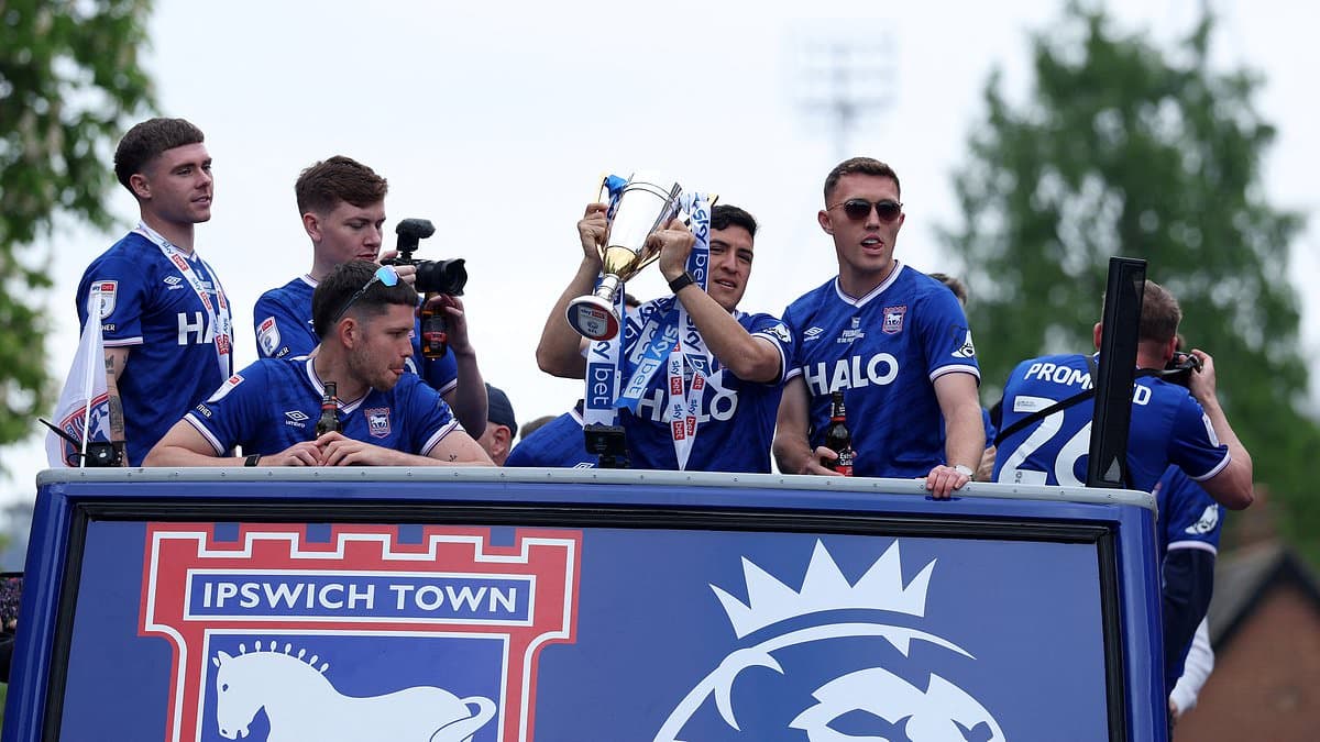 Ipswich star brutally mocks former club Norwich with foul-mouthed jibe on open-top bus parade as Tractor Boys celebrate promotion