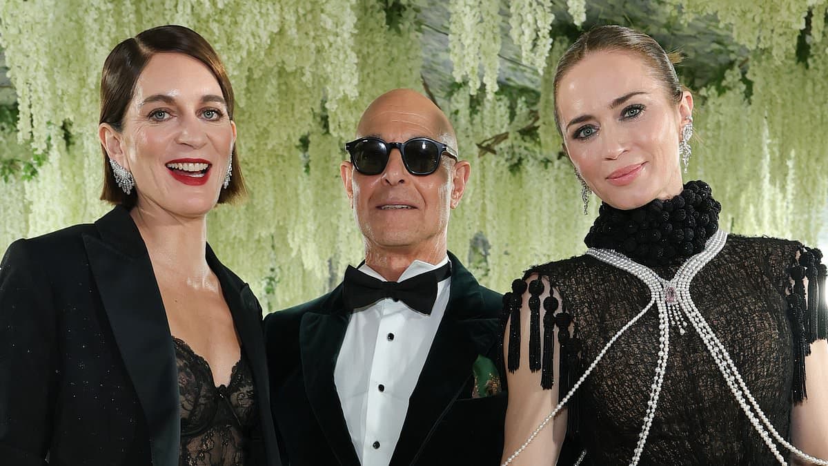 The Devil Wears Prada star Emily Blunt poses with her glamorous sister Felicity and brother-in-law Stanley Tucci at the Met Gala 2026