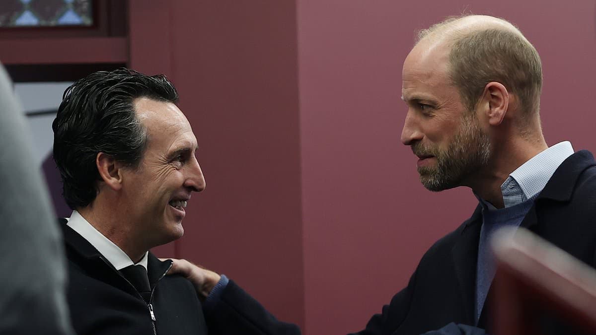 A Prince's pep talk: Superfan William spotted in pre-match chat with Aston Villa boss Unai Emery before stunning Europa League comeback victory - so, will he travel to Istanbul for the big game?
