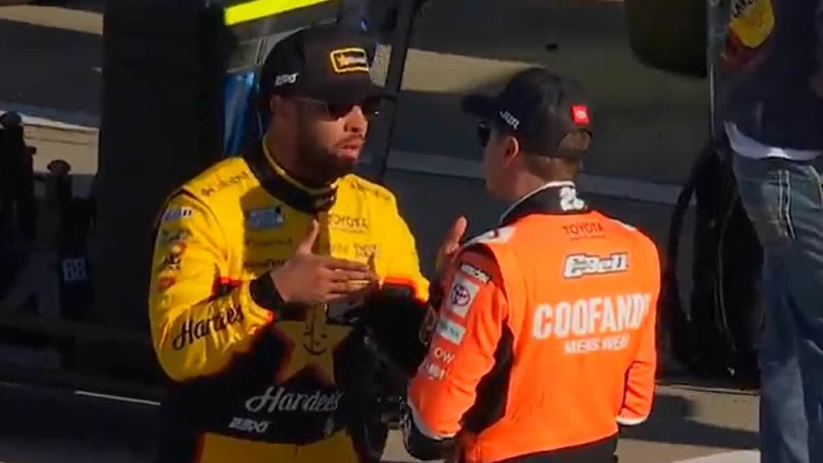 Astonishing moment Michael Jordan's NASCAR driver squares up to rival in heated pit road confrontation