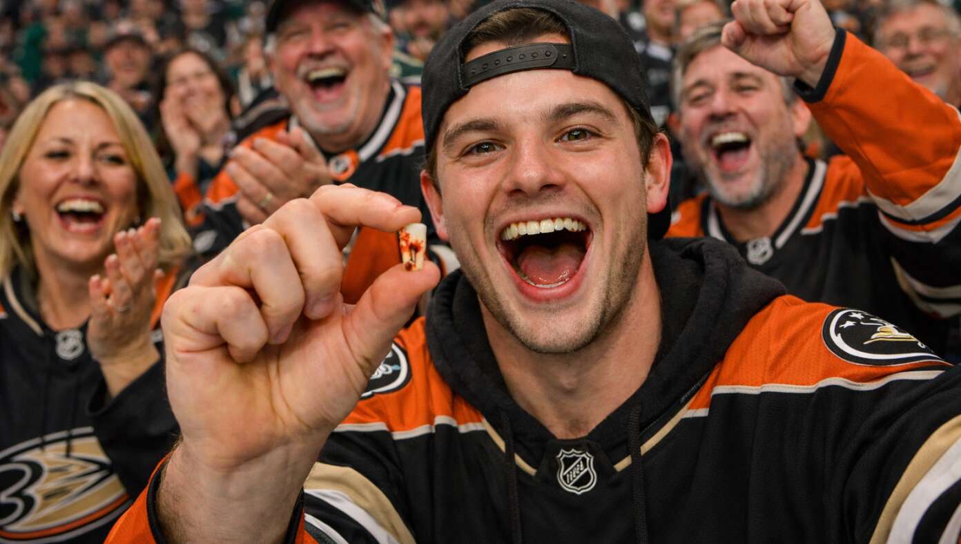 Lucky Hockey Fan Catches Foul Tooth
