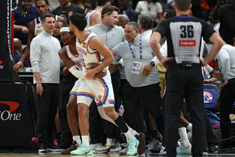 Shai hits 40 as Thunder win despite NBA melee with four ejected