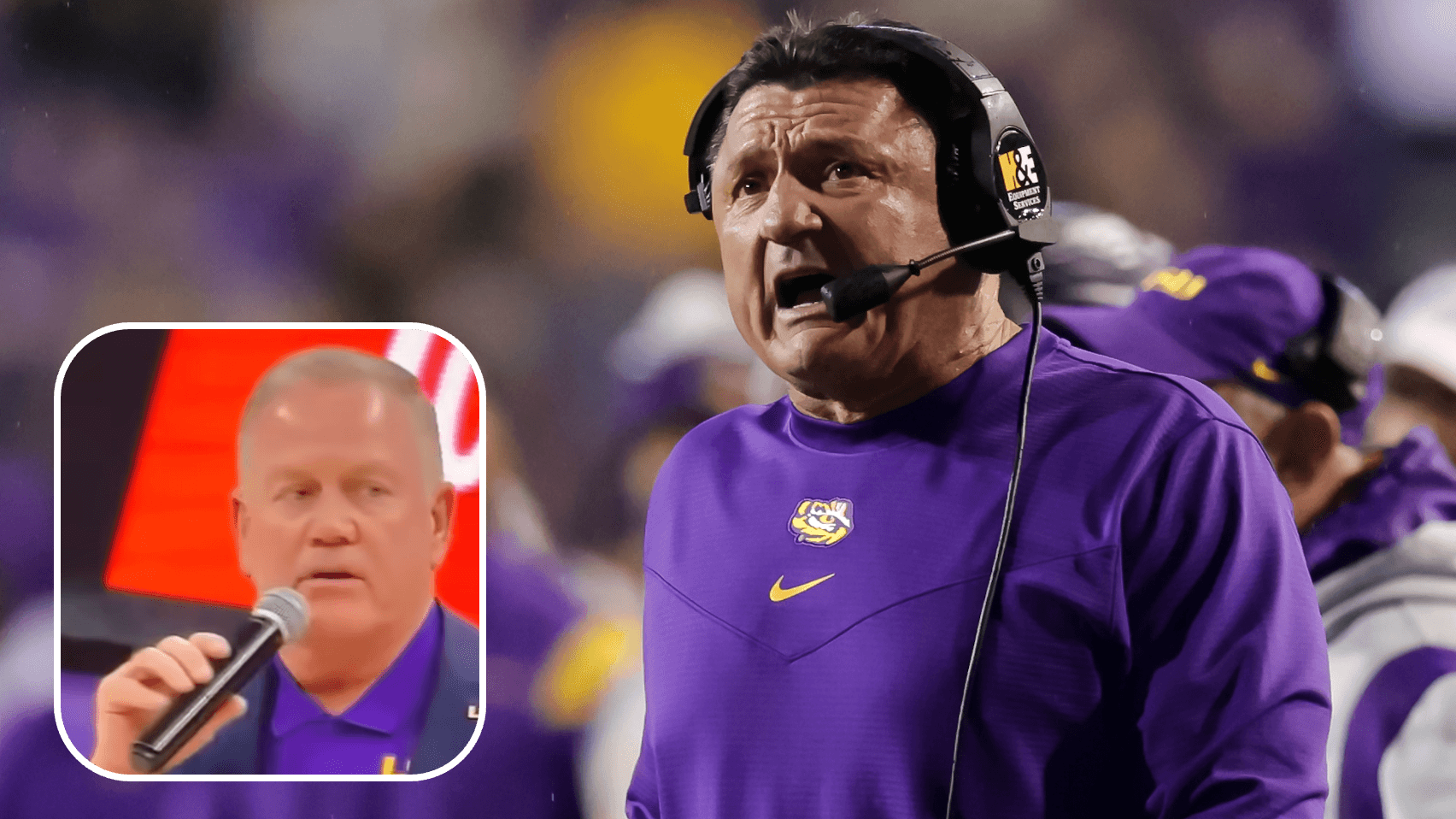 Ed Orgeron mocks infamous Brian Kelly fake accent on Pardon My Take