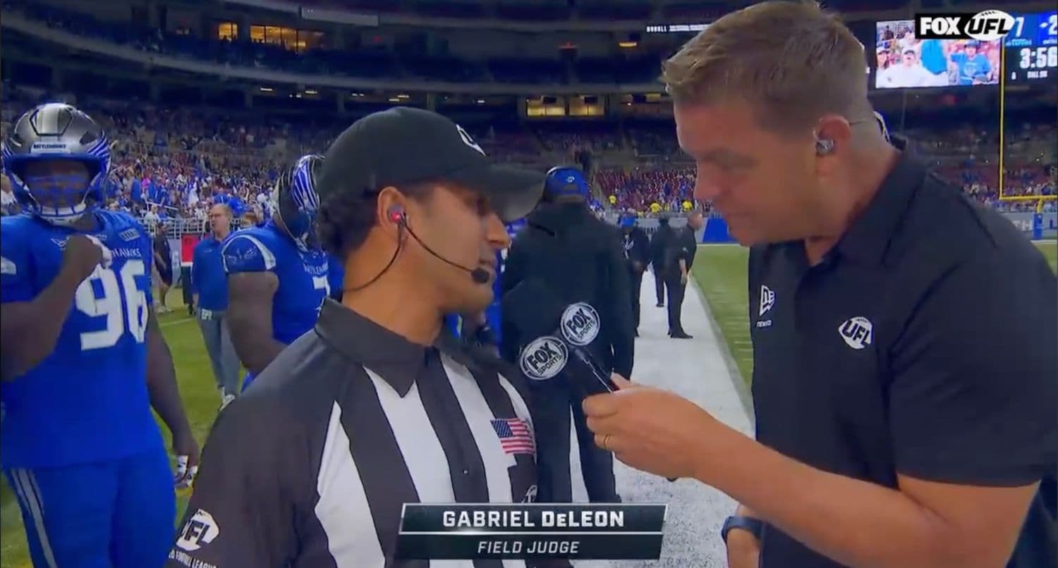 UFL ref interviewed during game on Fox broadcast