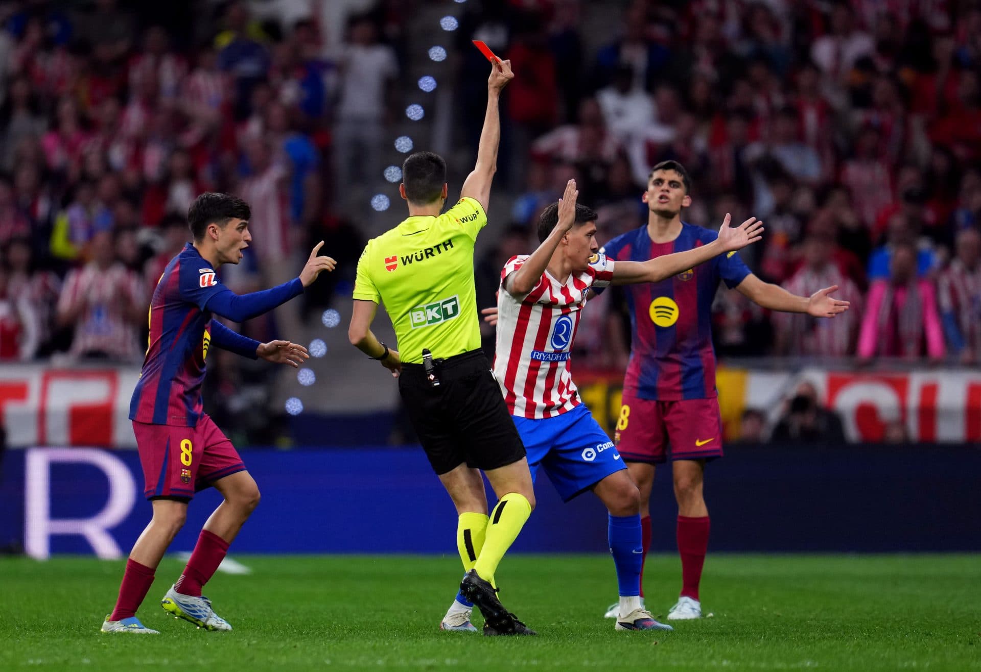 Atletico Madrid demand VAR review after Barcelona defender’s red card was overturned