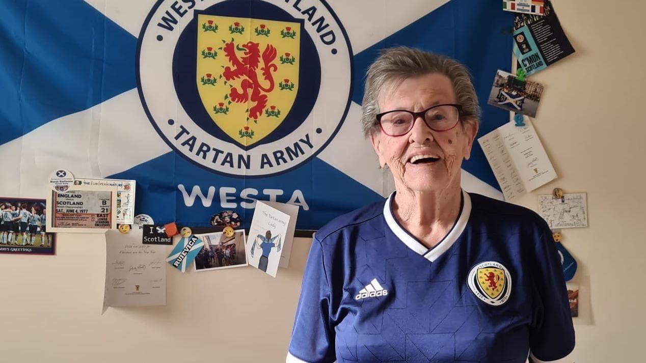 Tartan Army's oldest member Moira, 93, set for fourth World Cup