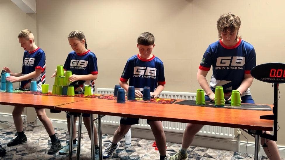 Met the kids hoping to become European cup-stacking champions