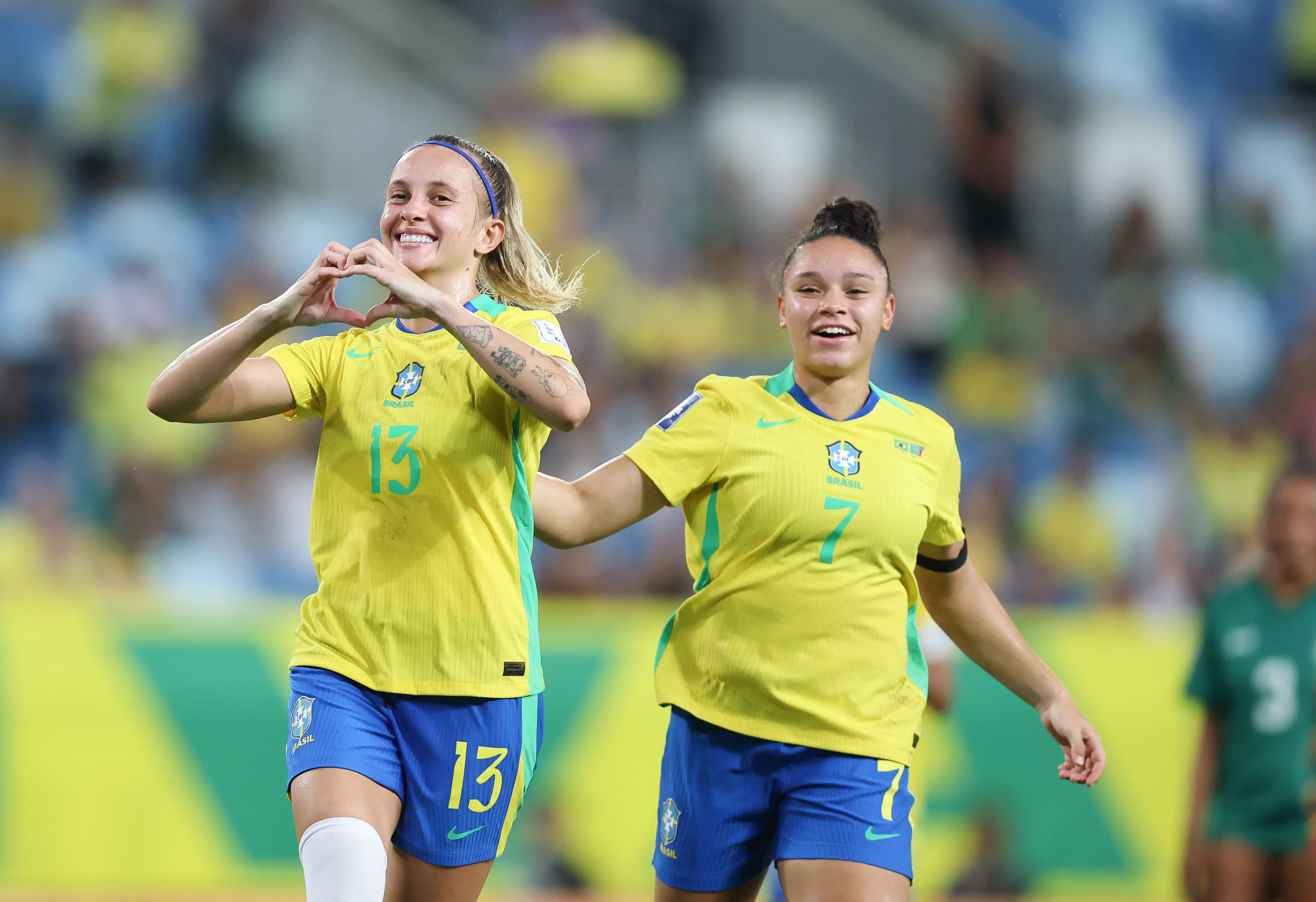 Vitória Calhau and Raissa Bahia net v Zambia, first Brazil goals