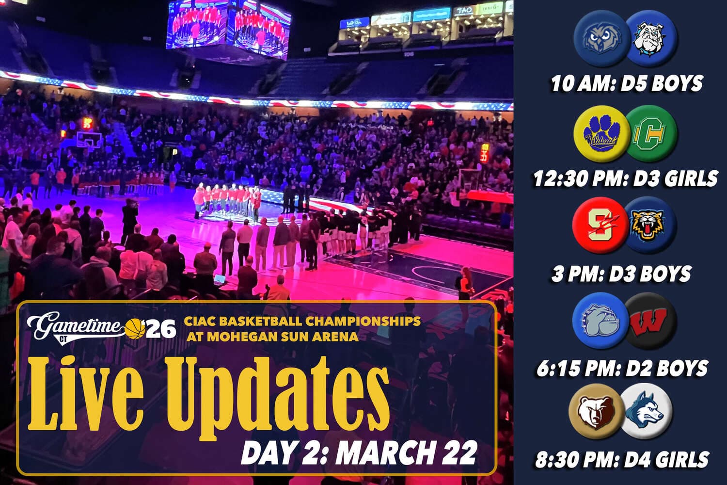 CIAC high school basketball tournament live updates: 5 more champions to be crowned Sunday