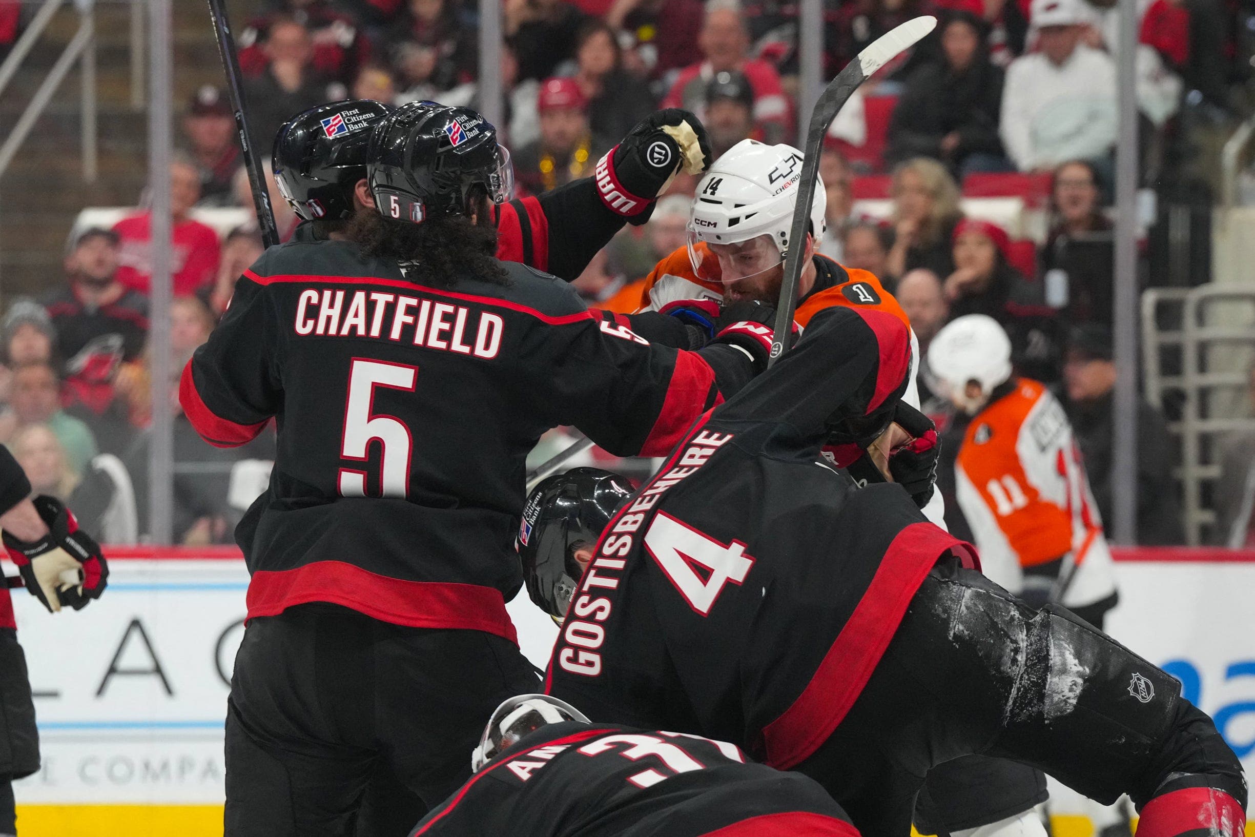 Canes keep rolling, blank Flyers to open semifinal series