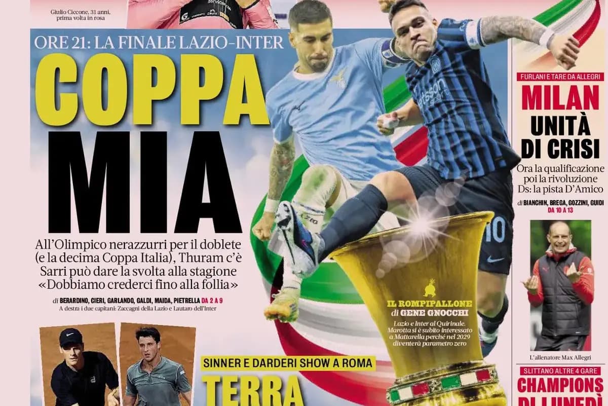 Today’s Papers: Coppa Italia final, Serie B play-offs, derby chaos