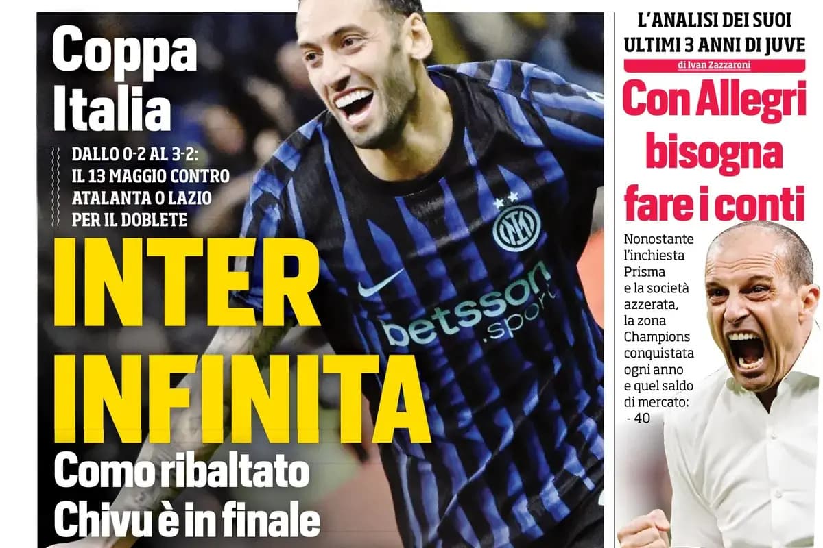 Today’s Papers: Infinite Inter, Como overturned, Chivu eyes the double