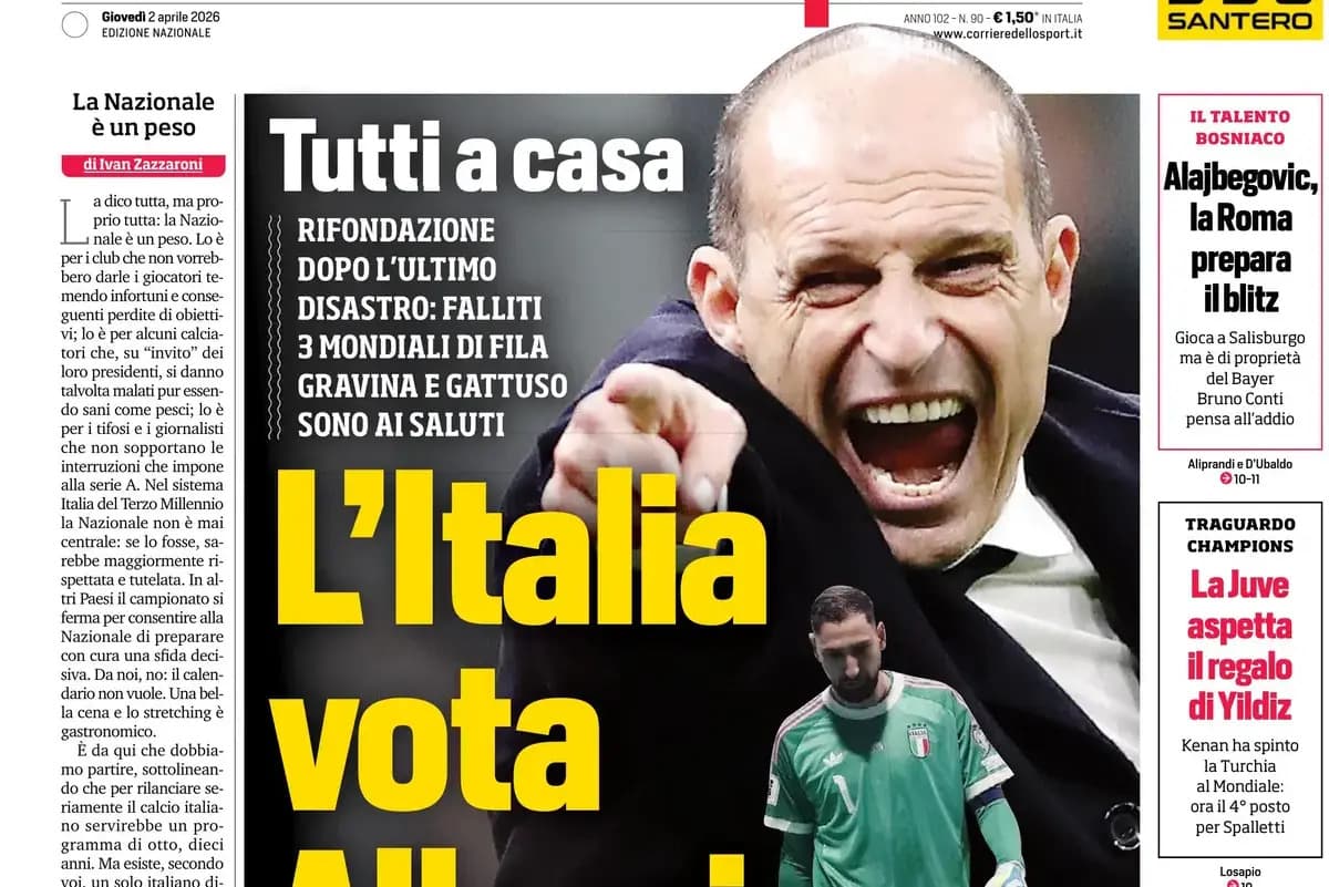 Today’s Papers: Italy backs Allegri, Gravina can’t stay