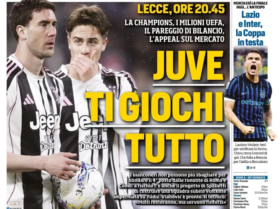 Today’s Papers – Pressure mounts on Juventus. Inter and Lazio think about the Cup