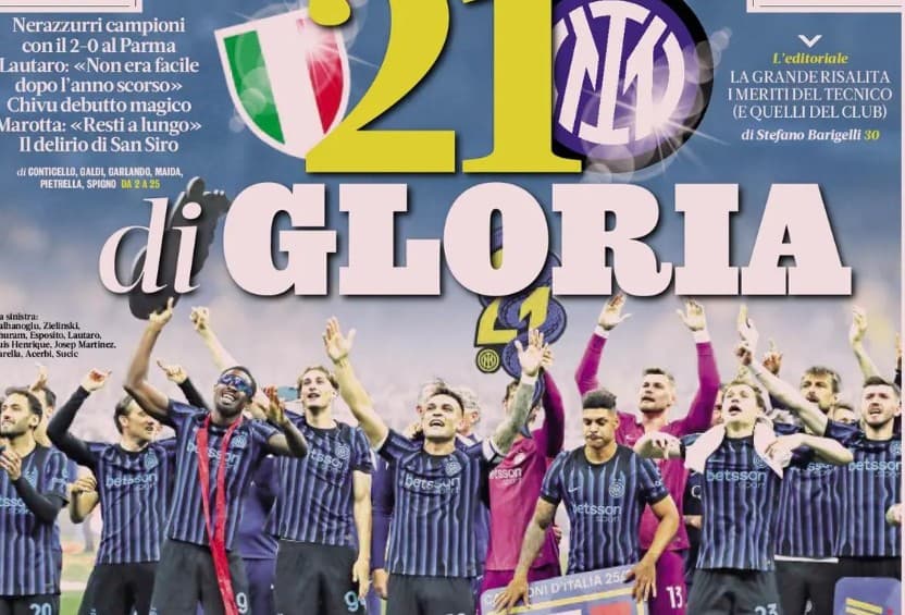 Today’s Papers – Inter’s glory with 21st Scudetto