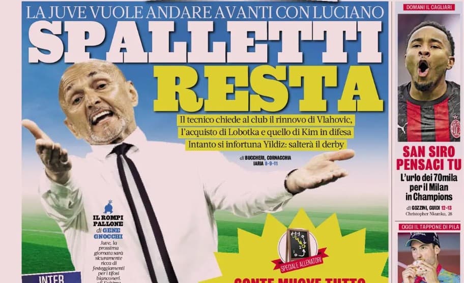 Today’s Papers – Juventus keep Spalletti, Fabregas hits back at Inter