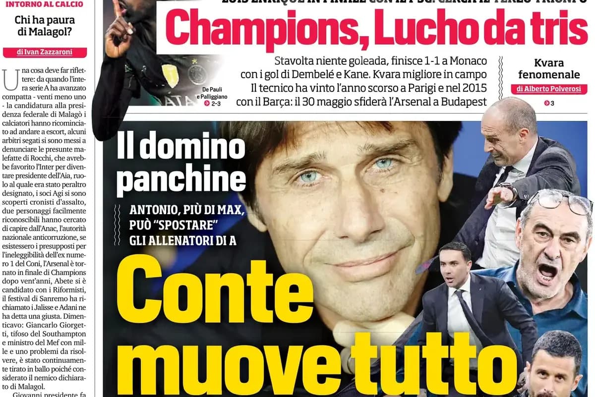 Today’s Papers: Leao out, Conte moves everyone, Champions League final set