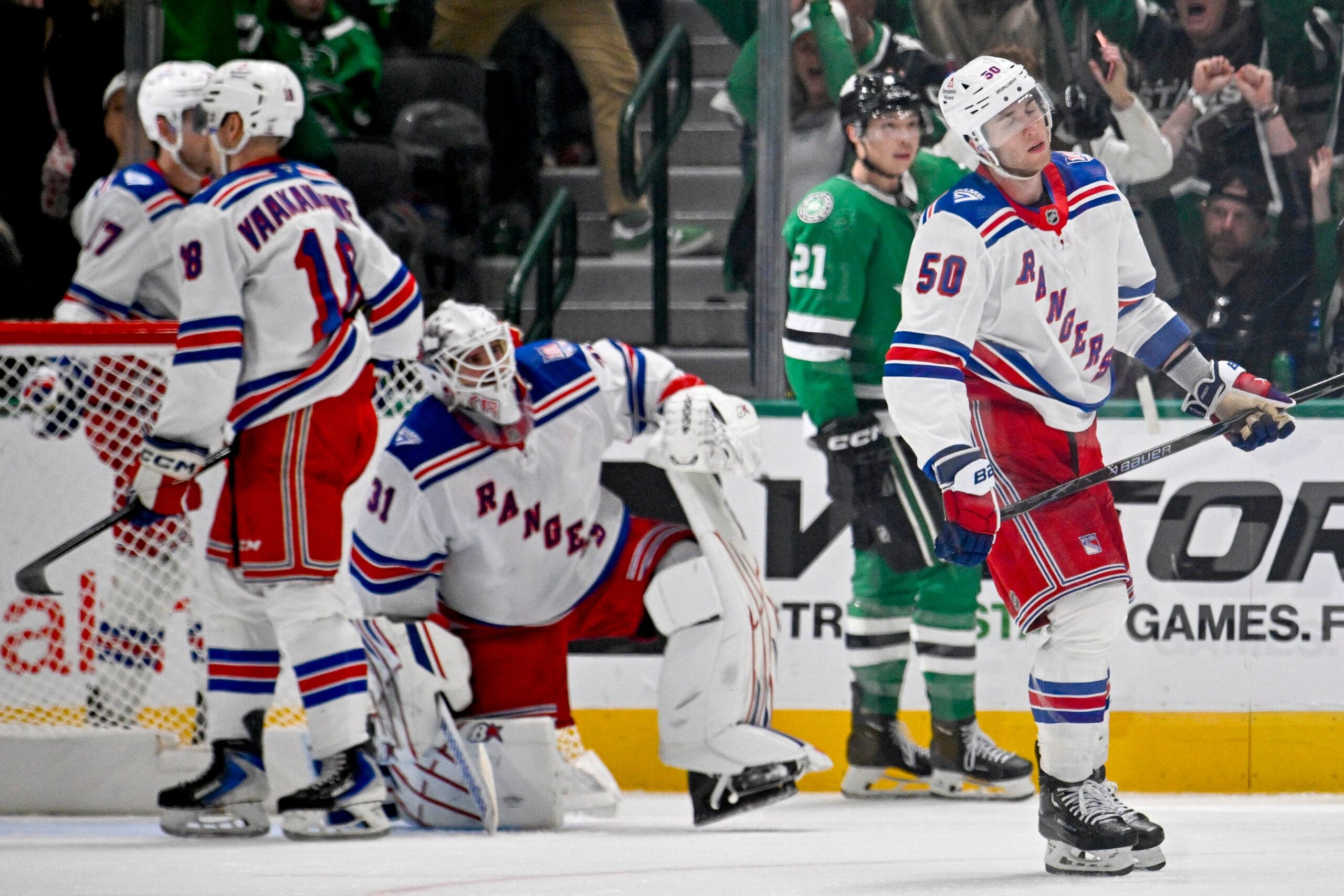 Rangers waste solid effort by goaltending, defense in 2-0 loss to Stars