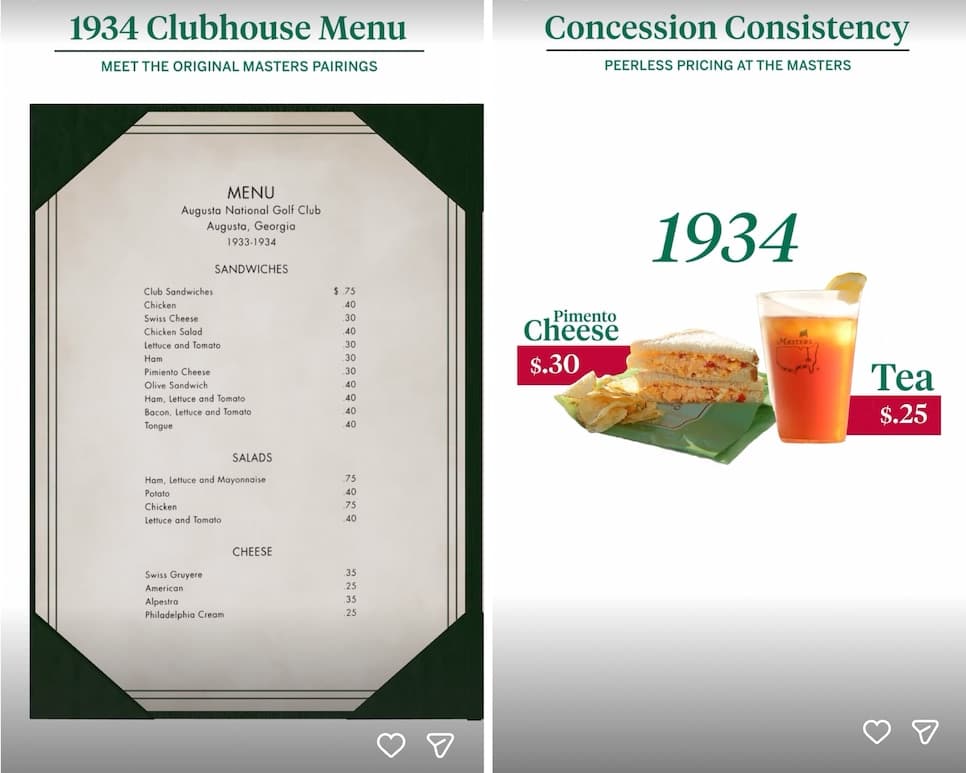 Masters concessions prices are actually cheaper in 2026 than they were at the first Masters