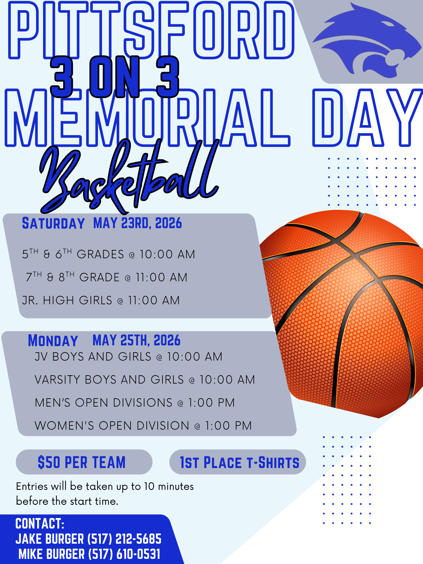 Sign up for Pittsford's annual Memorial Day basketball tourney