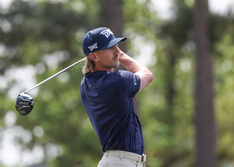 Jake Knapp reacts to tying the course record in the final round of the Texas Children’s Houston Open