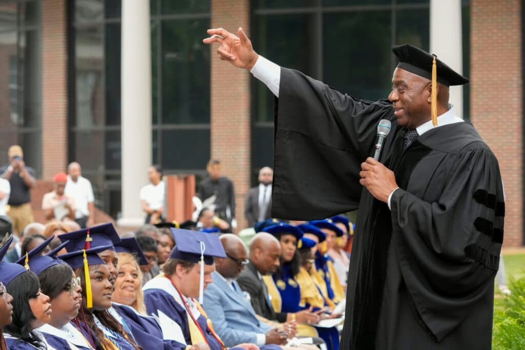Lakers Legend Magic Johnson Speaks at Stillman College Commencement