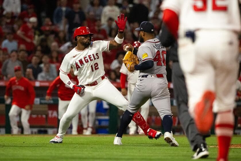 Angels' Jorge Soler gets into a benches-clearing fight with Atlanta's Reynaldo López