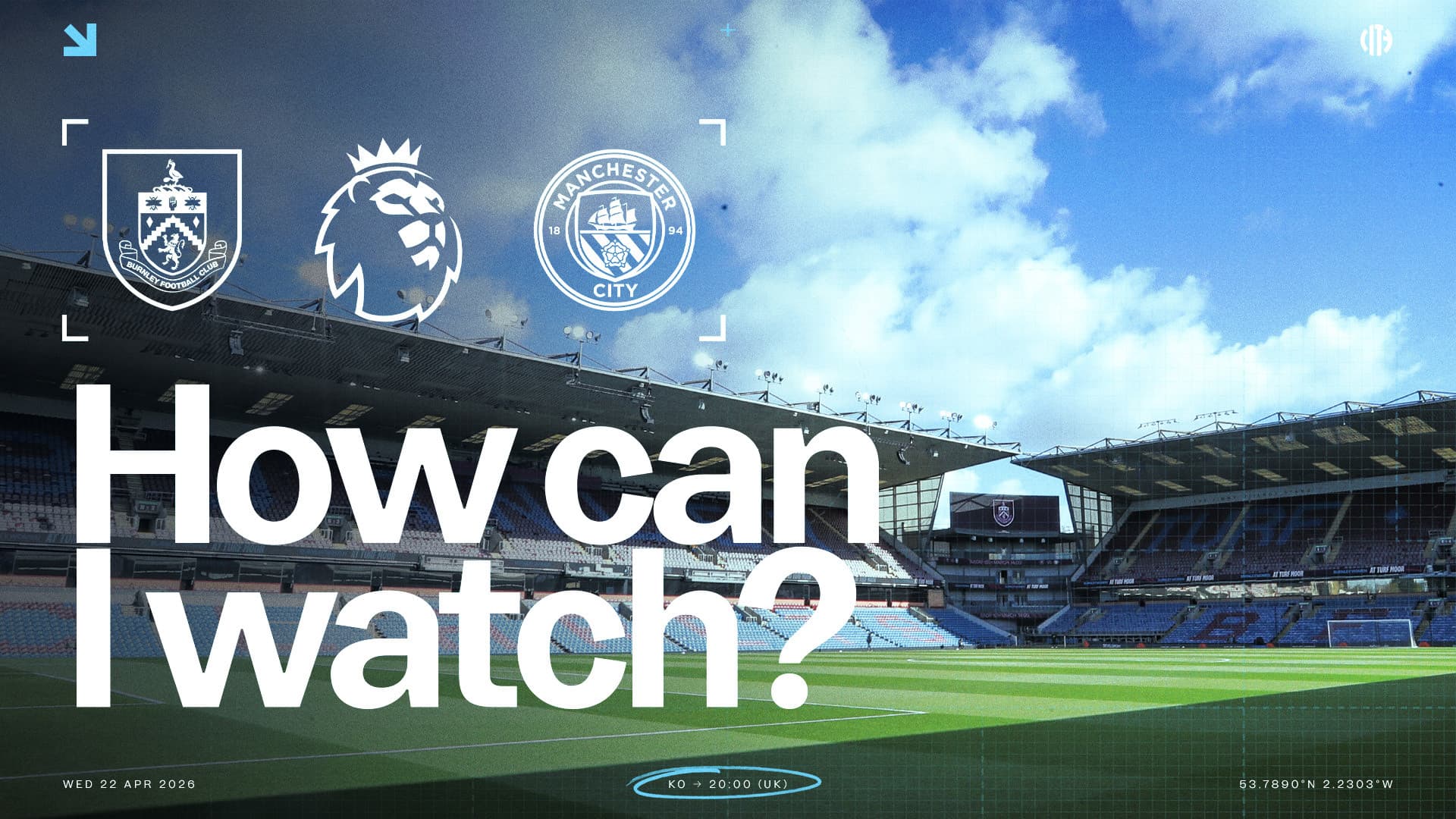 How can I watch Burnley v City on TV?