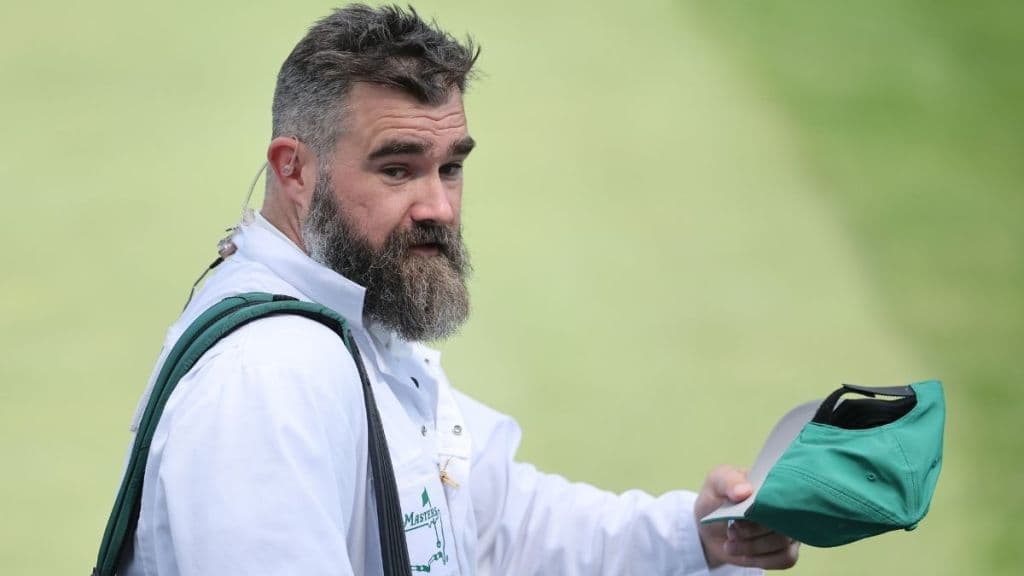Jason Kelce Takes Over Caddie Duties at Masters Par 3 Contest