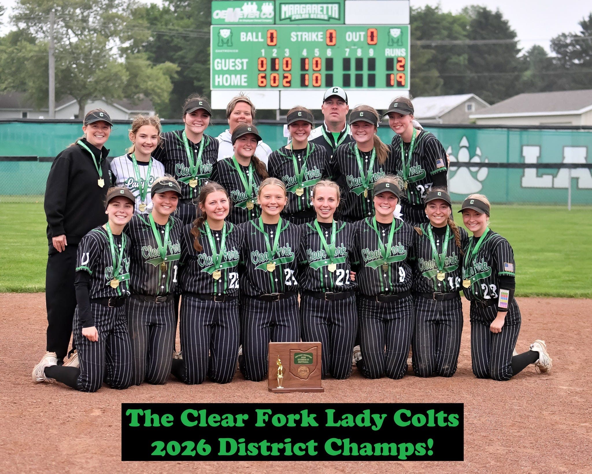 Clear Fork softball scores 16 in the first, wins first district title since 2017