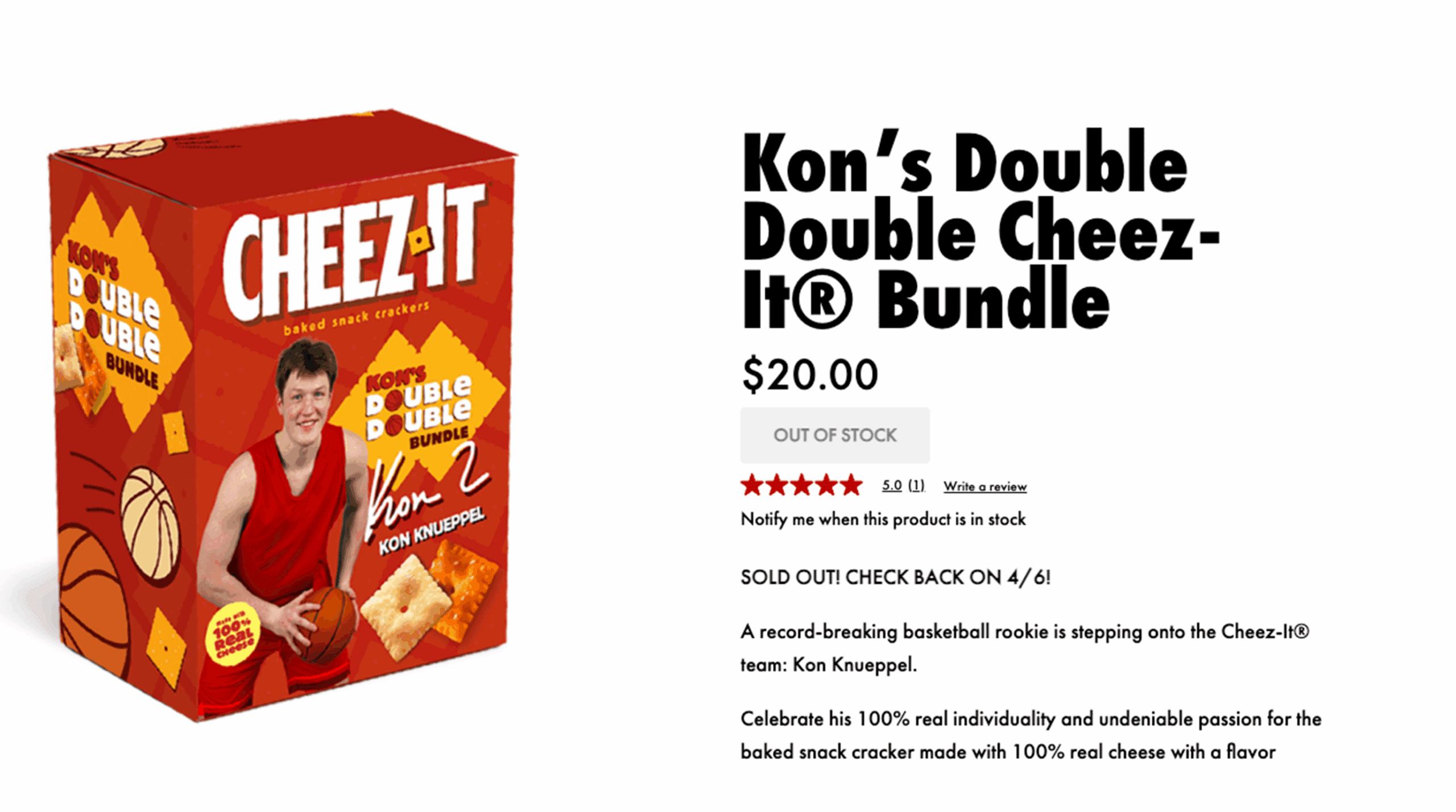 Kon’s Knueppel’s Double Double Cheez-It® Bundle Sold Out Instantly