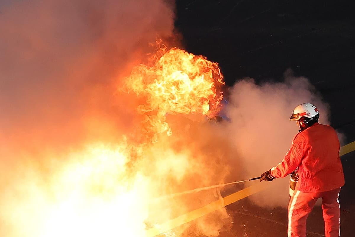 NASCAR O'Reilly car goes up in flames in dramatic engine failure