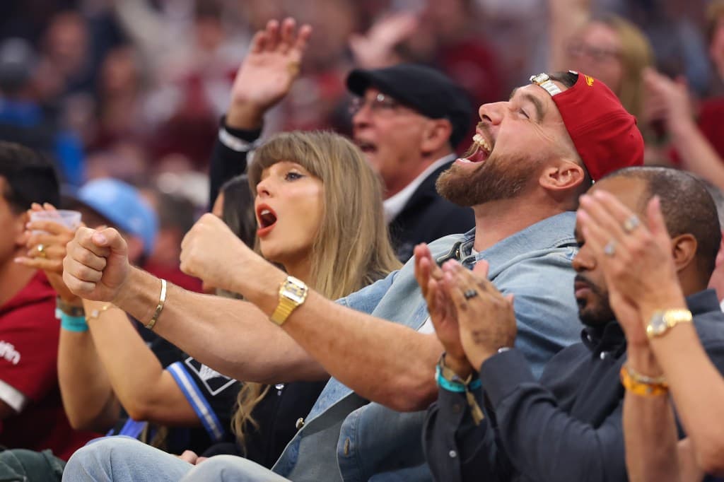 Travis Kelce And Taylor Swift Spotted Courtside at Cavaliers-Knicks Game 3