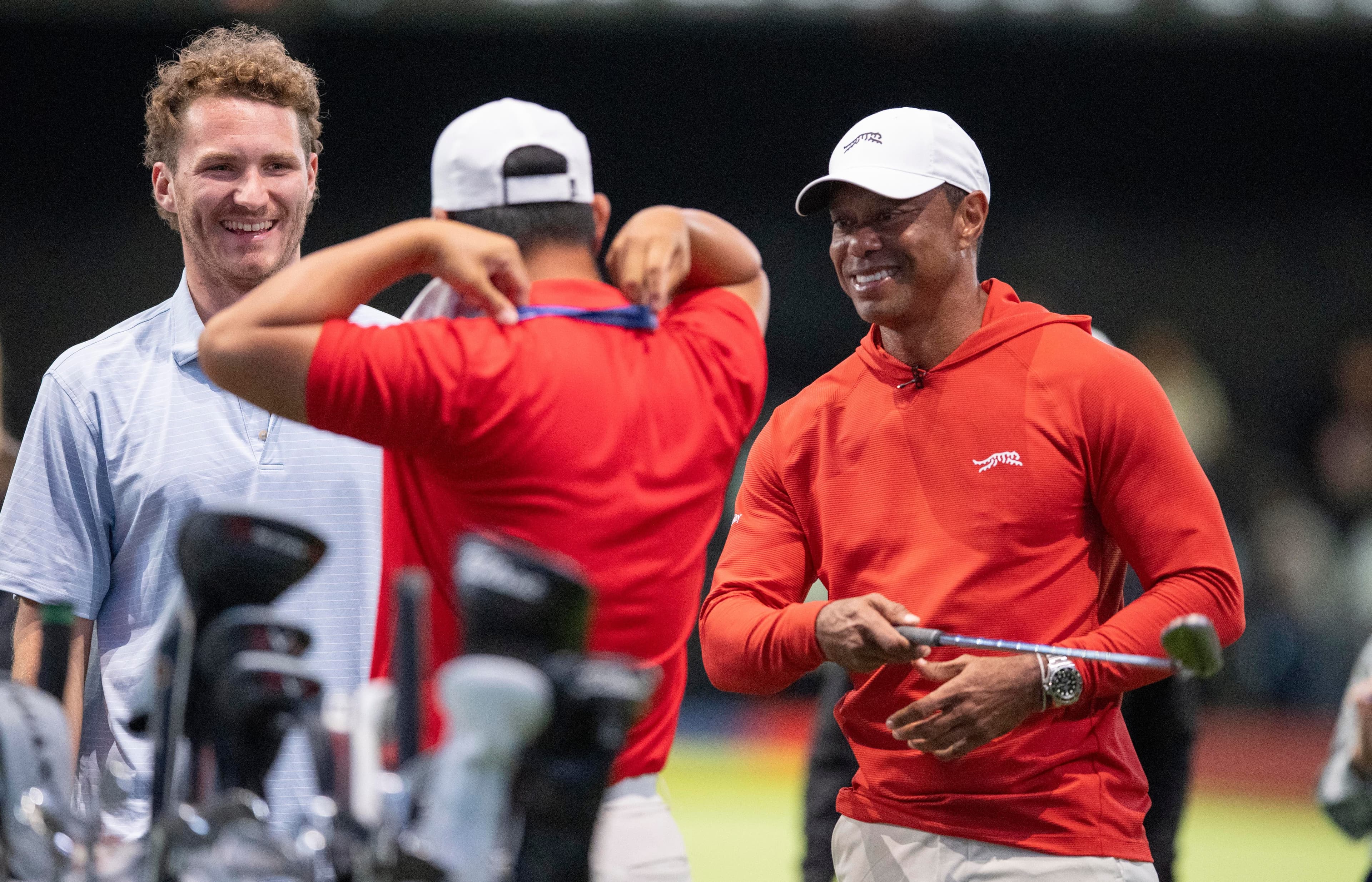 Matthew Tkachuk impresses Tiger Woods with his Olympic gold medal