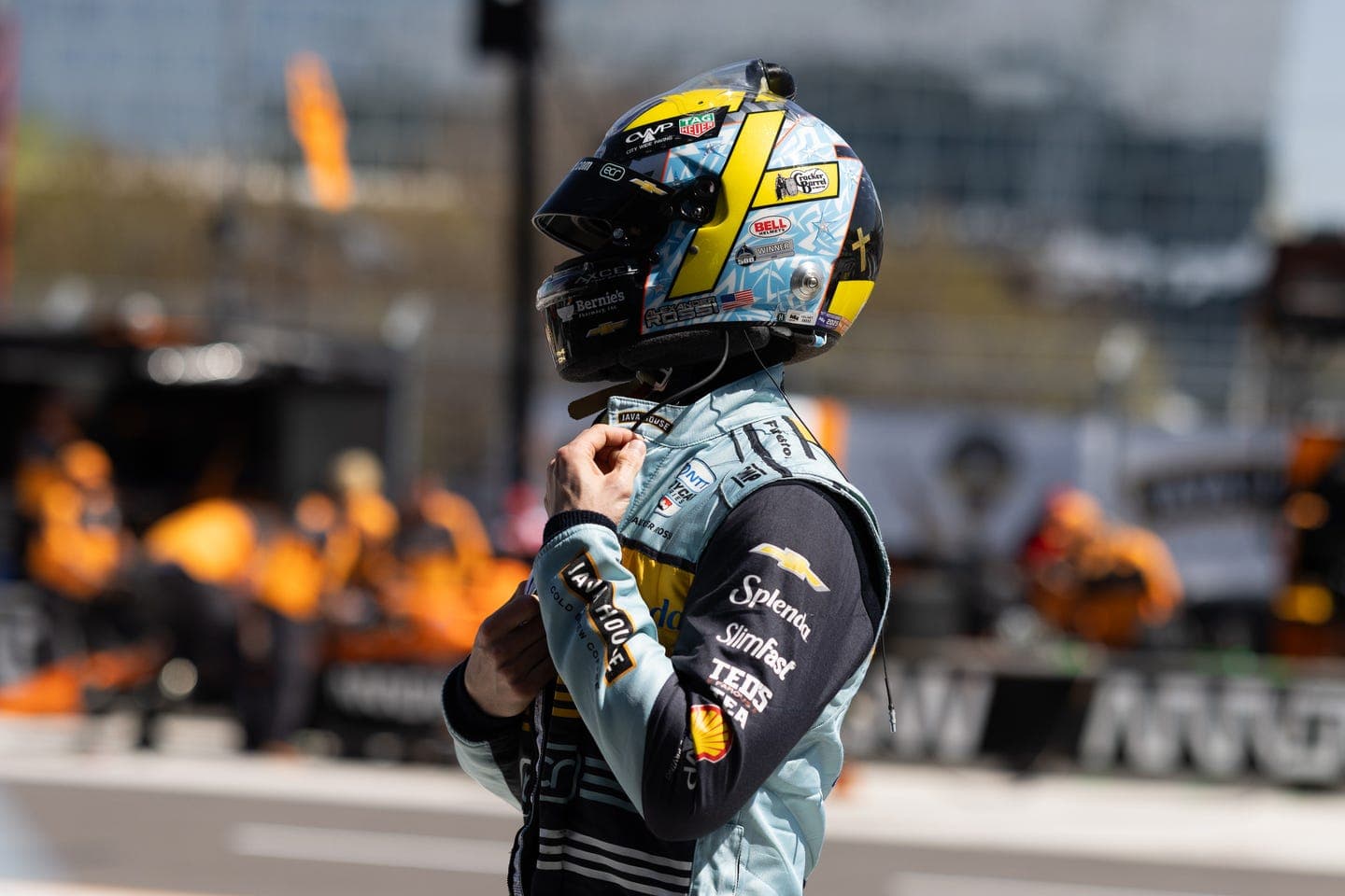 Alexander Rossi Exits Car onto Hot Track After INDYCAR Delayed Throwing a Full Course Caution