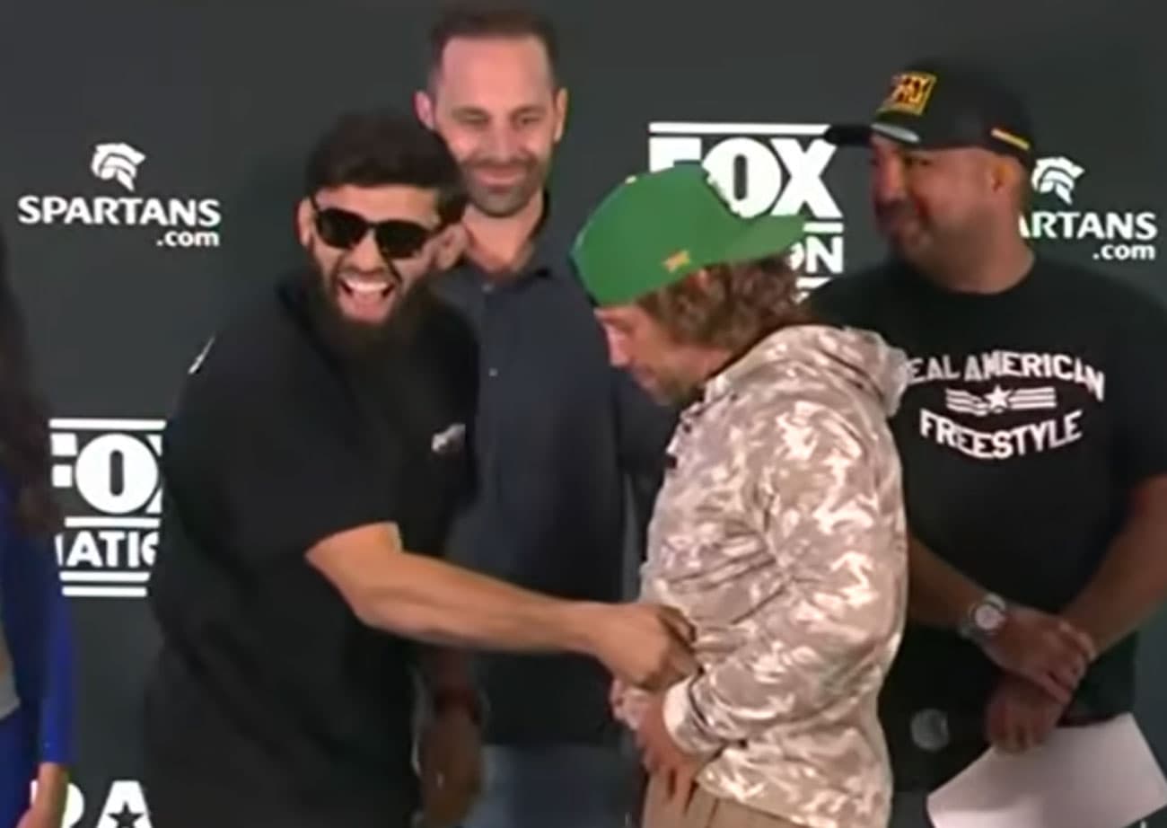 Video: Arman Tsarukyan pinches Uriah Faber’s belly fat, Henry Cejudo jaws Merab Dvalishvili during RAF08 face-offs