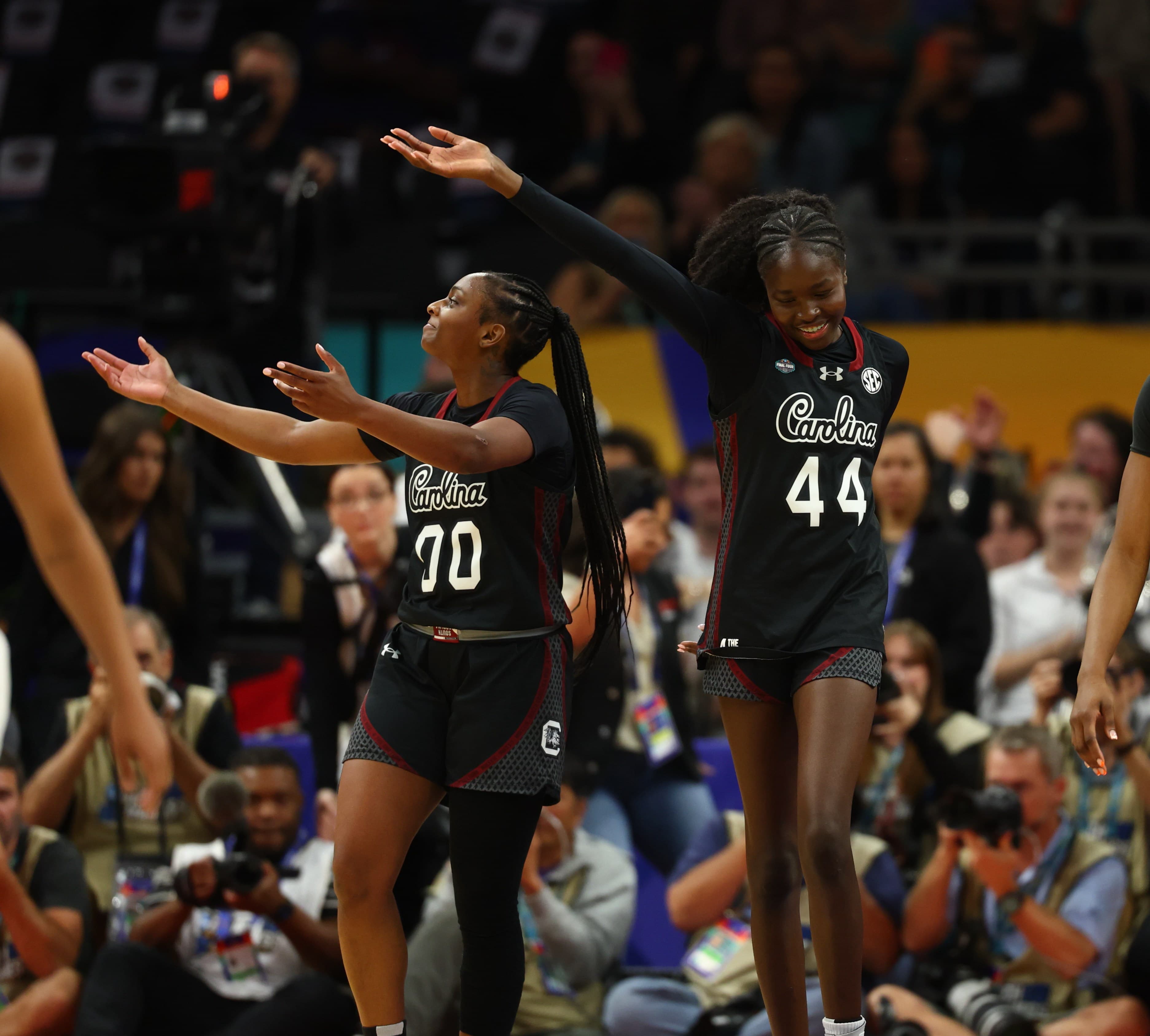 South Carolina shocks UConn and UCLA outlasts Texas, setting up a Gamecocks-Bruins national championship battle