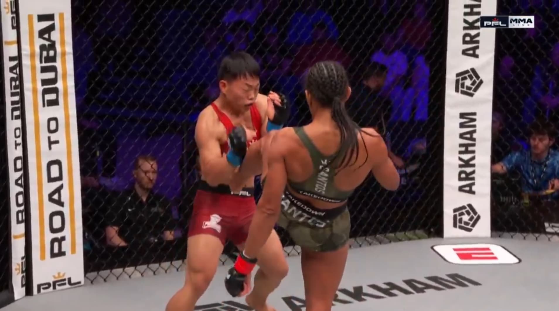 PFL Sioux Falls video: Taila Santos runs through Yan Qihui with brutal body kick knockout