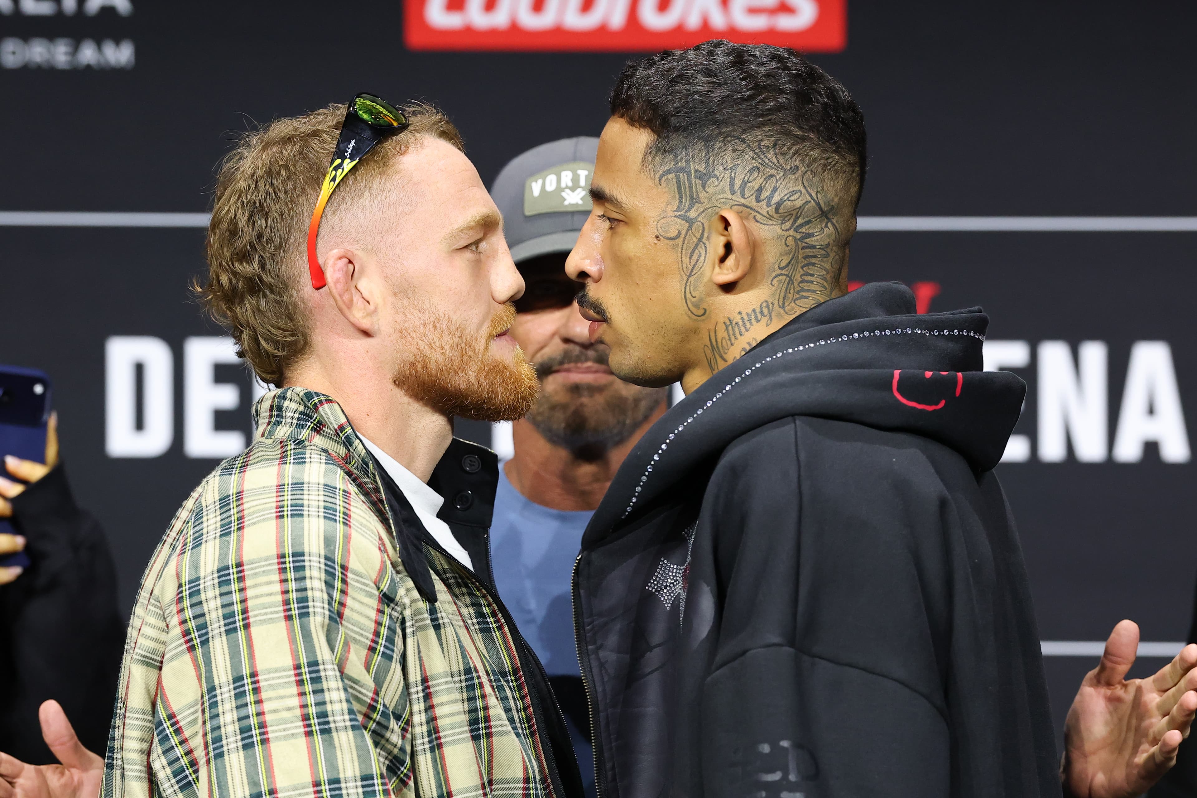 Staredowns! Carlos Prates and Jack Della Maddalena refuse to break gaze during UFC Perth faceoff