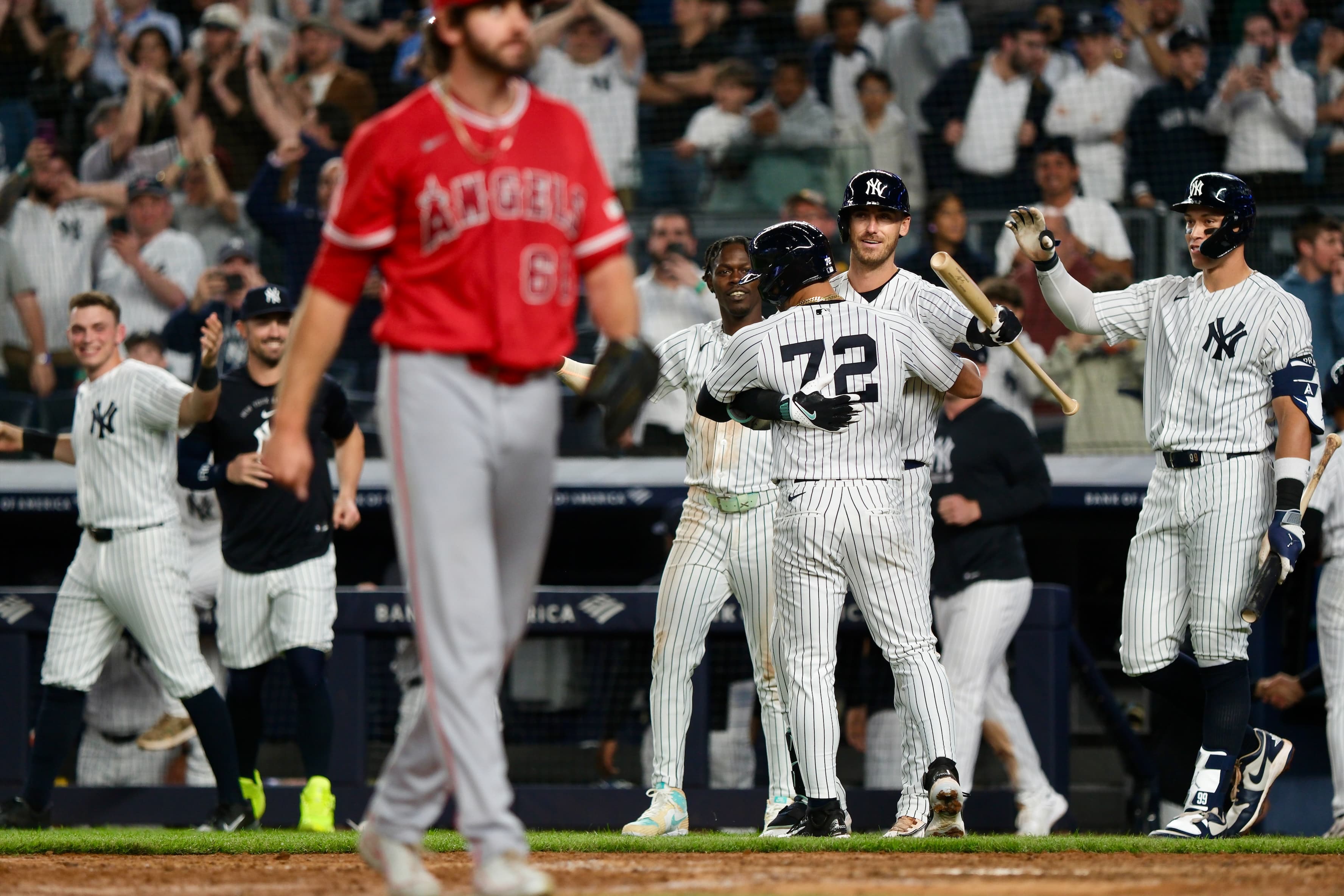 Aaron Judge, Mike Trout trade blows as Yankees walk off Game of the Year contender