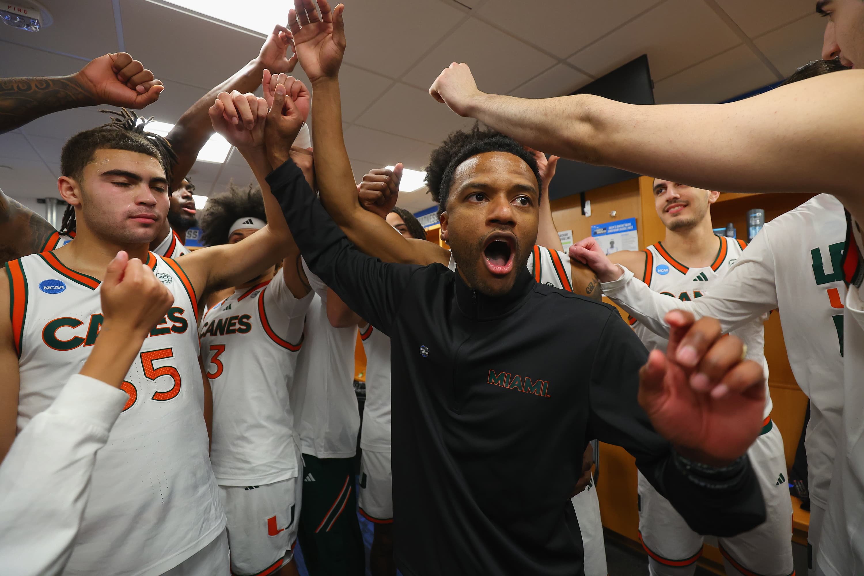 Twitter Gold: Jai Lucas With His Team After Miami Lost To Purdue In The NCAA Tournament
